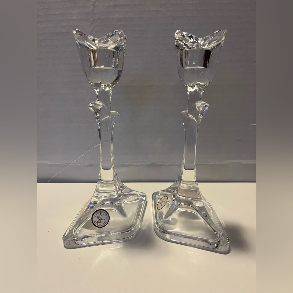 Vintage Elegant 24% Lead Crystal Tulip Candle Holders